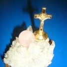 Quartz Clustter - with Cruxifix and a rose quartz ball