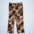 Chicos Size 1 Brown Floral Print pants wide leg Stretch