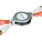 New Philips DVDP06 6ft. Retractable Stereo Audio RCA Cable with Package