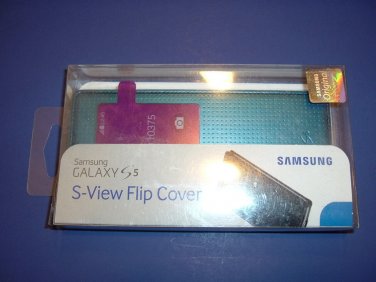 OEM Samsung S-View Flip Cover Case Galaxy S5 Blue EF-CG900BEESTA