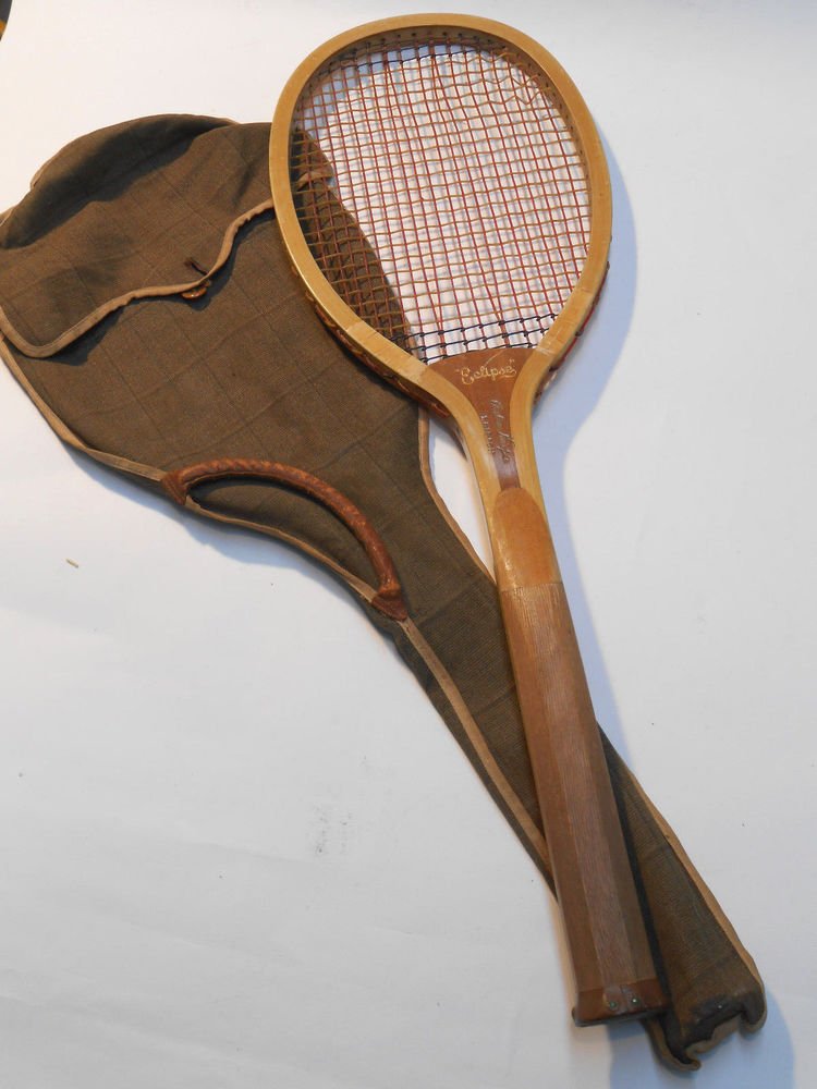 Antique Slazenger Wooden Tennis Racket »Eclipse« c.1912 with Racquet Cover