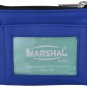 Blue Leather ID Holder Coin Change Purse Credit Card Pouch w Key Ring Unisex