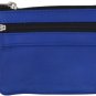 Blue Leather ID Holder Coin Change Purse Credit Card Pouch w Key Ring Unisex