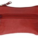 Woman’s Red Leather Coin Change Purse Ladies Small ID Credit Card Pouch