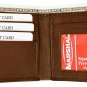 Brown Leather Bifold Wallet ID Credit Card Holder RFID Blocking Slim Style