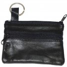 Women's Black Leather Coin Change Purse Men's Small ID Credit Card Pouch Unisex