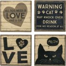 All You Need is Love and A Cat 4 Pc Absorbent Stone Coaster Set w Holder