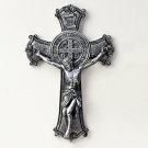 St Benedict Silver Tone Crucifix Wall Cross Religious Catholic Decor
