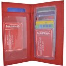 Red Leather Standard Checkbook Cover Women Slim Style