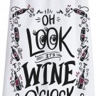 Oh Look It's Wine O'Clock Primitives By Kathy Cotton Dish Towel
