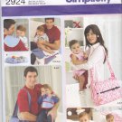 Simplicity 2924 Pattern Uncut FF Diaper Bags and Baby Accessories Nursing Pillow Bib
