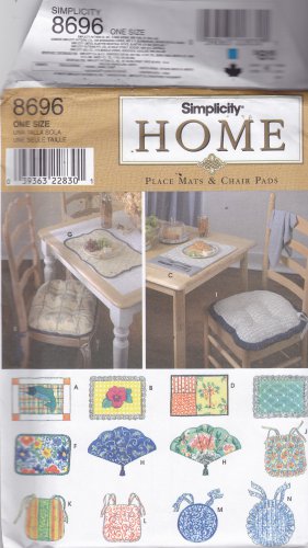 Simplicity 8696 pattern Home Decor Place Mats Chair Pads Uncut FF