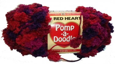 Pomp A Doodle Yarn Red Heart 3.5 ounces 54 yards GrapeBerry 9544 Super Bulky 6 Pom Pom Red Hot Pink