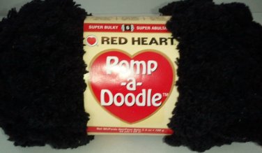 Pomp A Doodle Yarn Red Heart 3.5 ounces 54 yards Black Jet 9012 Super Bulky 6 Pom Pom