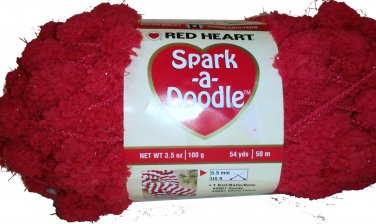 Spark A Doodle Yarn Red Heart 3.5 ounces 54 yards Reddy 9901 Super Bulky 6 Pom Pom