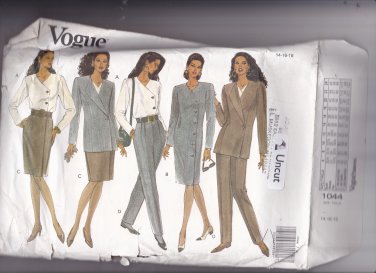 Vogue 1044 Pattern Uncut FF 14 16 18 Lined Asymmetrical Jacket Dress Skirt Tapered Pants