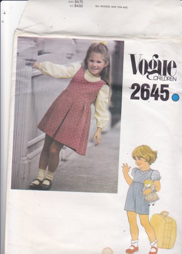Vogue Children 2645 Pattern Uncut FF Girls size 5 Jumper Jumpsuit Pullover Blouse