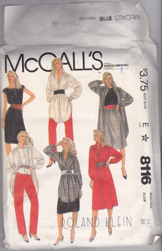 McCall's 8116 Pattern Uncut FF 14 Roland Klein Dress Tunic Top Skirt Pants