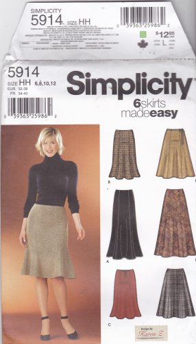 Simplicity 5914 Pattern Uncut FF 6 8 10 12 Fit and Flare Skirt Designs by Karen Z