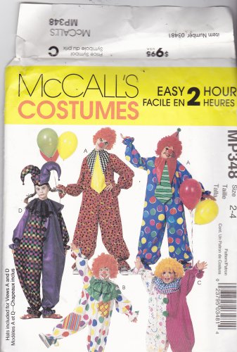 McCall Costume MP348 Pattern Uncut FF Girls Boys size 2 3 4 Toddler Clown Jester