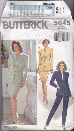 Butterick 5645 PatternJacket Skirt Pants 12 14 16, may be missing pieces, 50 cents plus shipping