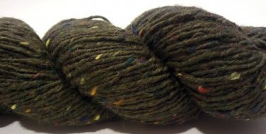 Tahki Donegal Tweed Wool Yarn 3.5 oz. (100 g) Color 0839 Dark Olive Green with Flecks
