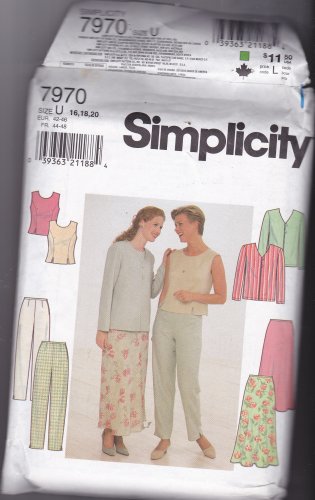 Simplicity 7970 Uncut FF 16 18 20 plus Separates Top Jacket Skirt Pants