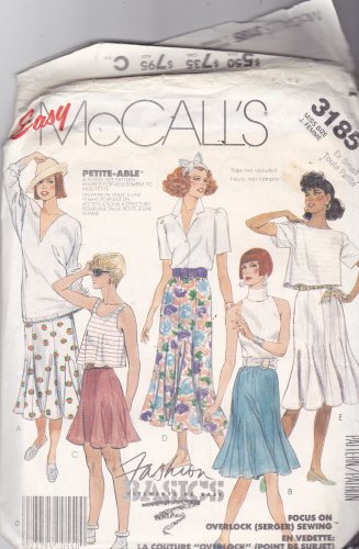 McCall's 3185 Pattern 6 8 XS Uncut Fit & Flare Gored Skirt for Knits and Wovens