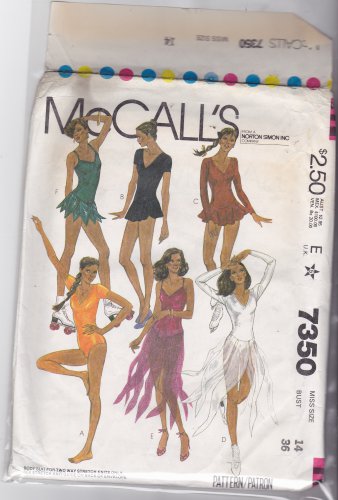 McCall's 7350 Pattern 14 bust 36 Uncut Bodysuit Leotard for Skating Dancing Gymnastics