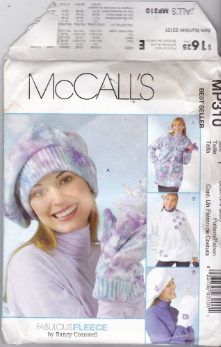 McCall's MP310 Pattern xs small medium bust 29.5 - 36 Uncut Unlined Fleece Jackets Hats Mittens