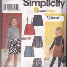 Simplicity 9337 Pattern Uncut size 7 8 10 12 14 Girls Pull On Skirts Pleated Mock Wrap Suspenders