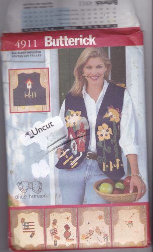 Butterick 4911 Pattern S M L (8 10 12 14 16 18) Uncut Applique Vests Alice Hanson Country