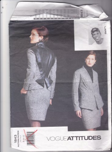 Vogue 1843 Pattern 8 10 12 Uncut Attitudes Byron Lars Lined Jacket Skirt Contrast Back