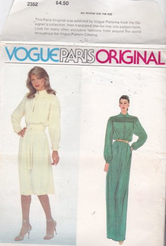 Vogue Paris Original 2352 Pattern 10 Uncut Designer Nina Ricci Pullover Dress Tucks Long Sleeves