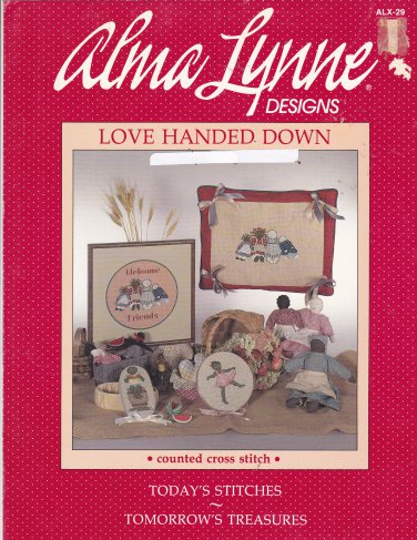 Love Handed Down Counted Cross Stitch Primitive Dolls Alma Lynne Designs leaflet