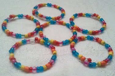 Handmade Rainbow Glass Bead Napkin Rings Set of 6