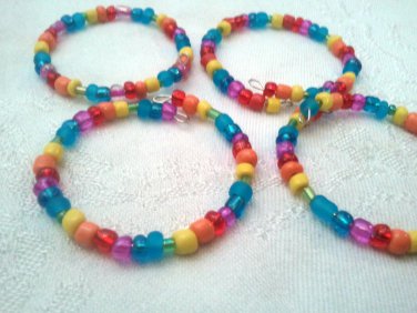 Handmade Rainbow Glass Bead Napkin Rings Set of 4