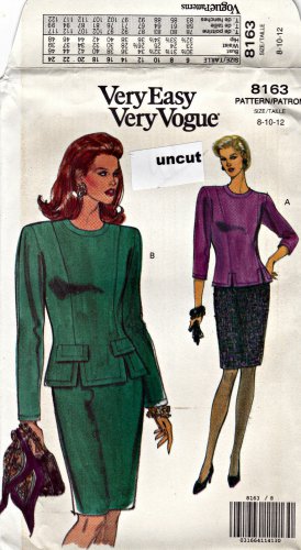 Vogue 8163 Pattern 8 10 12 Very Easy Top Blouse Skirt Princess Seams Uncut