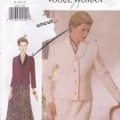 Vogue Woman 9292 Easy Pattern 8 10 12 Lined Jacket Skirt Uncut