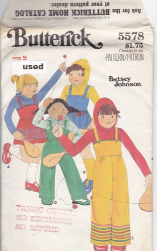 Vintage Butterick Pattern 5578 Kids' T-Shirt Jumper Jumpsuit 5 Betsey Johnson Cut Complete