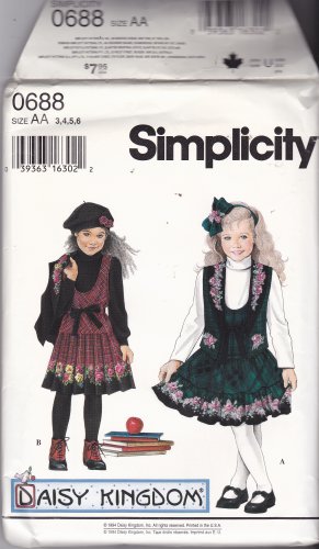 Simplicity 0688 Pattern Uncut 3 4 5 6 Girls Daisy Kingdom Border Print Jumper Vest Skirt