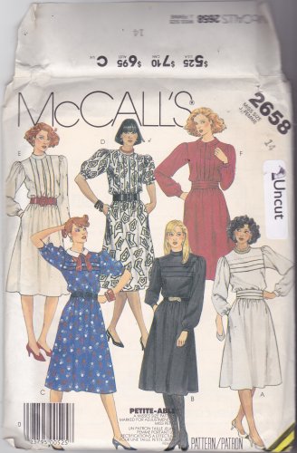 McCall's 2658 Pattern 14 Bust 36 Uncut Dress Bodice Tucks Short Long Gathered Sleeves