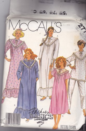 McCall's 2778 Pattern XS 6 8 Bust 30.5 31.5 Uncut Bathrobe Nightgown Pajamas Robe PJs Romantic