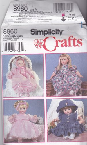 Simplicity 8960 Pattern Uncut FF Clothes for 12 14 16 18 20 22 inch Doll