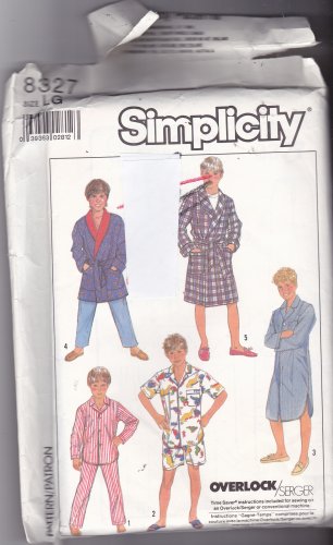 Simplicity 8327 Pattern Uncut Boys Large 12 Pajamas Pants Night Shirt Robe Sleepwear