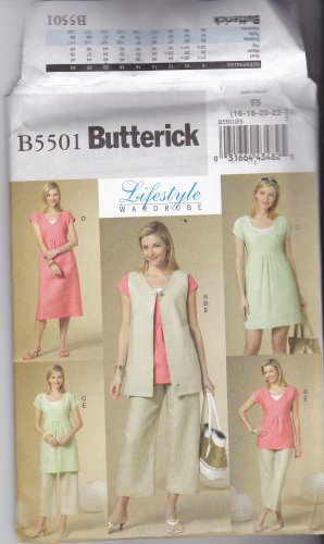 Butterick B5501 Pattern 16 18 20 22 24 Uncut Vest Top Dress Pants Plus Very Easy
