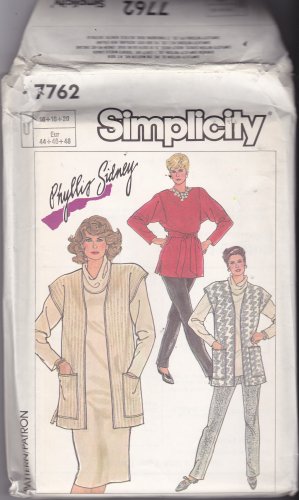 Simplicity 7762 Pattern 16 18 20 Uncut Jiffy Knit Dress Top Pants Vest Cowl Phyllis Sidney