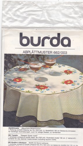 Burda 662/003 Embroidery Transfer Red Poppy Peasant Flower Motif for Tablecloth