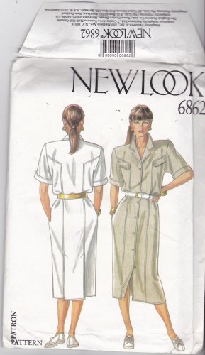 Simplicity New Look 6862 Pattern 8 10 12 14 16 18 Uncut Straight Dress Button Front