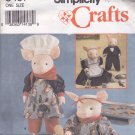 Simplicity Crafts 8457 Pattern Uncut 20 inch Pigs and Clothes Chef Maid Butler Faith Van Zanten